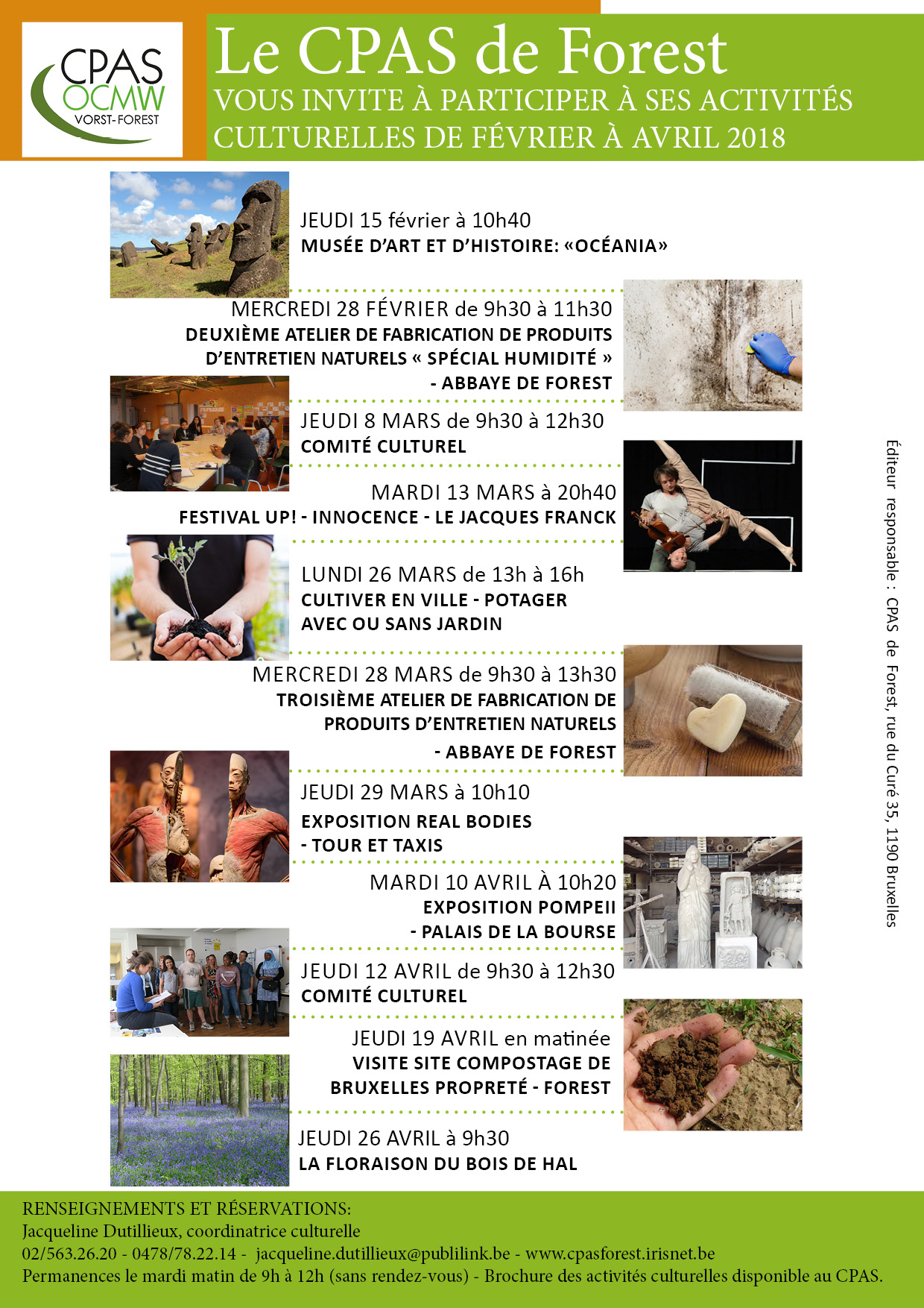 Affiche activités culturelles Fev april2018